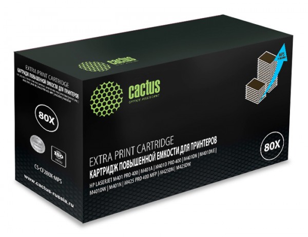 Картридж CACTUS CS-CF280X-MPS CF280XX черный 13000стр для HP LJ Pro 400 M401 M425